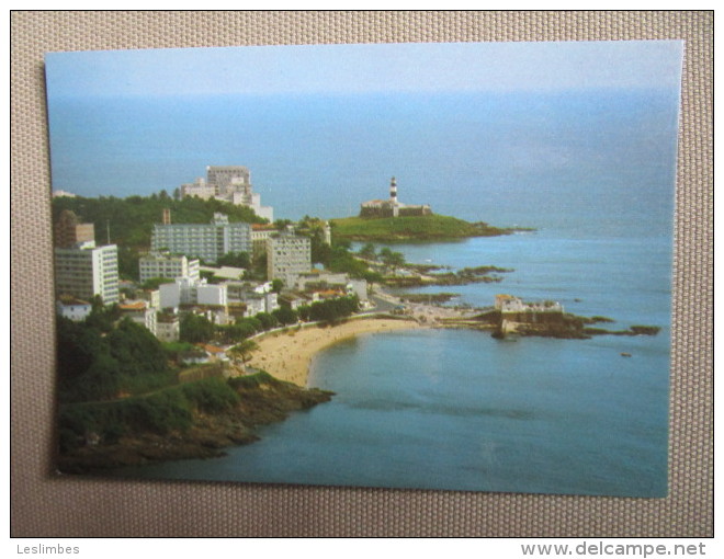 Salvador, Bahia. Vista Aerea Com Praia, Forte E Farol Da Barra. - Salvador De Bahia