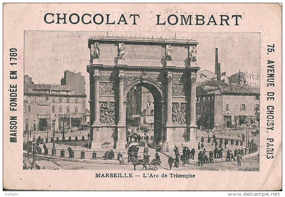 CHROMO CHOCOLAT LOMBART MARSEILLE L'ARC DE TRIOMPHE - Lombart