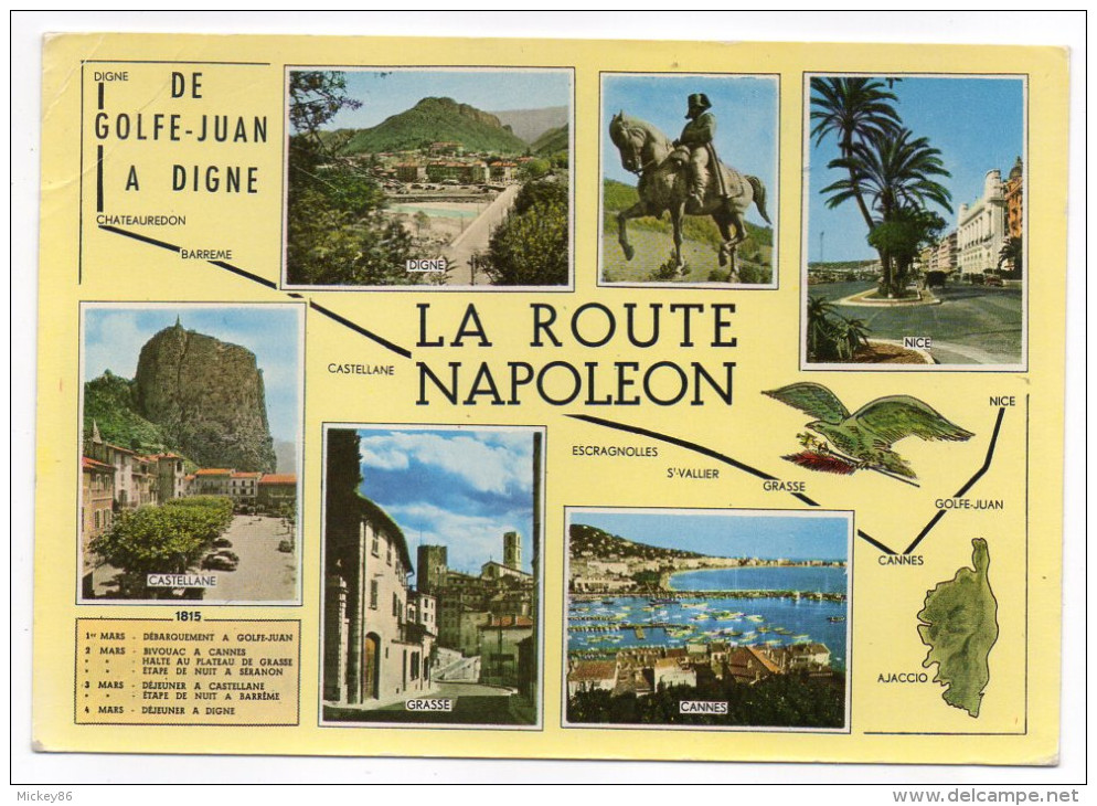 De GOLFE JUAN à DIGNE - La Route NAPOLEON -Multivues-aigle,Corse-Cannes,Grasse,Castellane,cpsm 15 X 10 N°692 éd Photoguy - History