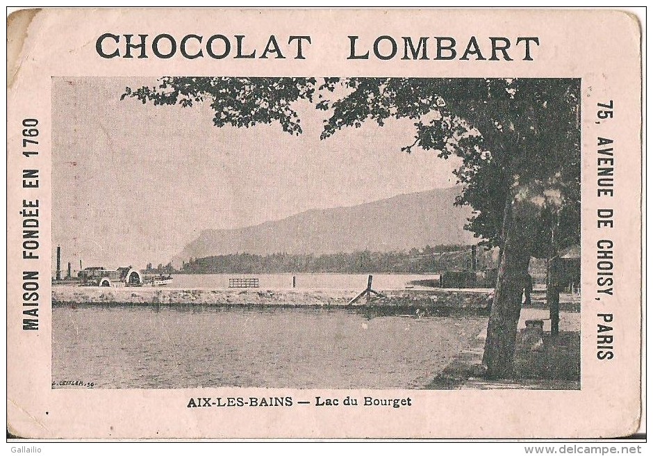 CHROMO CHOCOLAT LOMBART AIX LES BAINS LAC DU BOURGET - Lombart