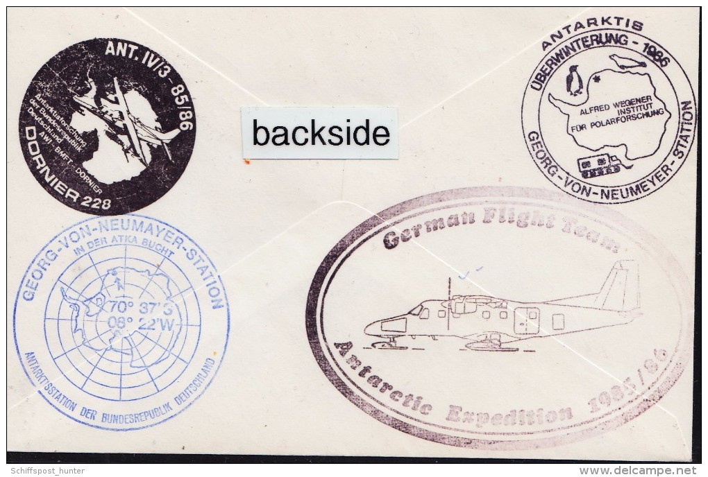 ANTARCTIC,GERMANY, POLAR 4 -Flight 1986, Over FS "POLARSTERN", 6 + 4 Cachets, RARE , Look Scans !! 22.10-16 - Antarctische Expedities