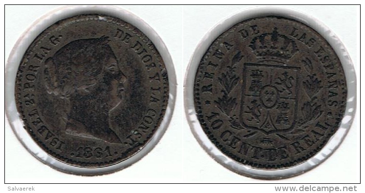 ESPAÑA ISABEL II 10 CENTIMOS REAL SEGOVIA 1861 Q - Colecciones