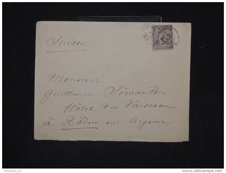 FRANCE - Enveloppe De St Chamond Pour La Suisse En 1890 - Aff. Type Sage - A Voir - Lot P11496 - 1877-1920: Période Semi Moderne