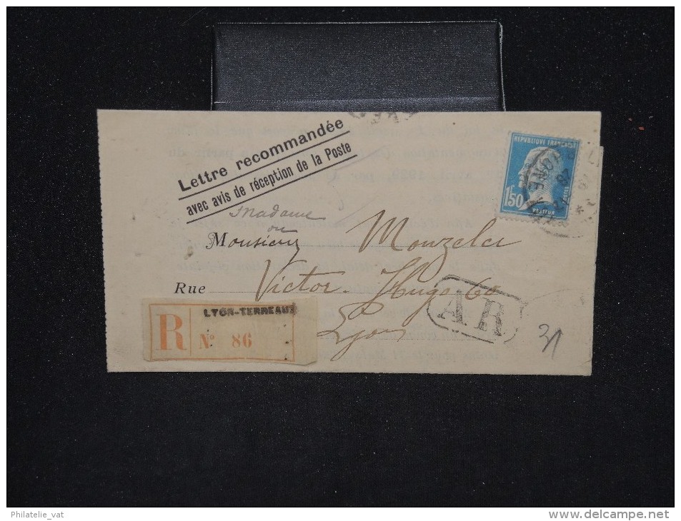 FRANCE - Lettre En Recommandée Avec A.C. De Lyon Pour Lyon En 1928 - Aff. Type Pasteur -  A Voir - Lot P11499 - Tarifs Postaux