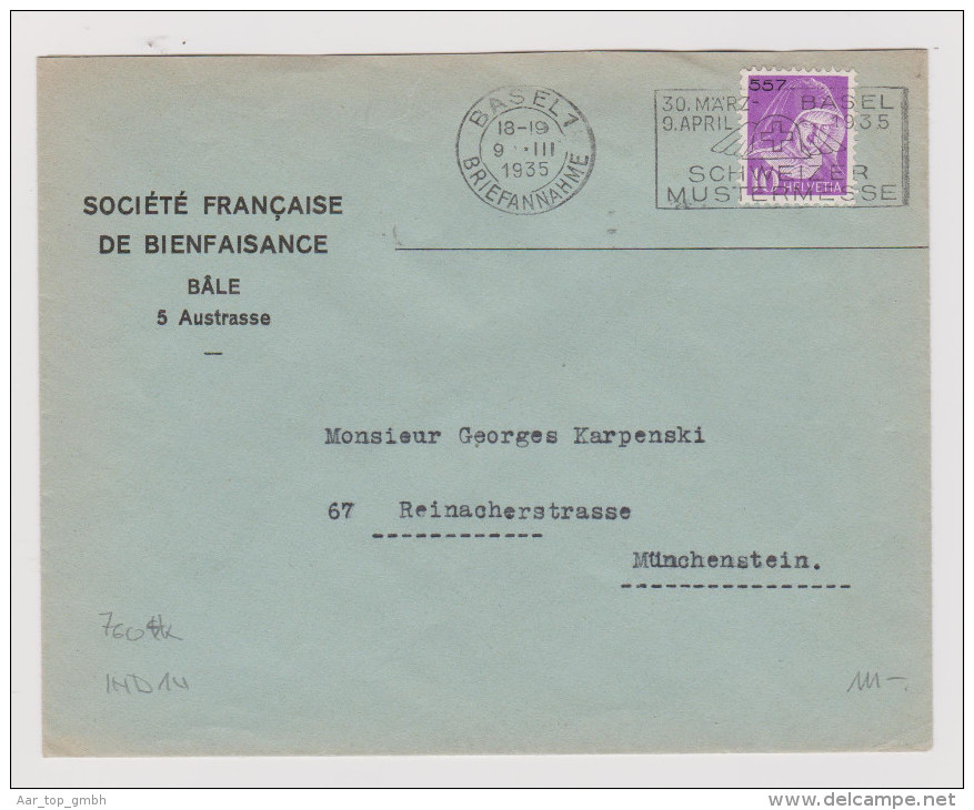 Heimat BS Basel 1935-03-09 Brief Portofreiheit Gr#557 Société Fr - Franchise