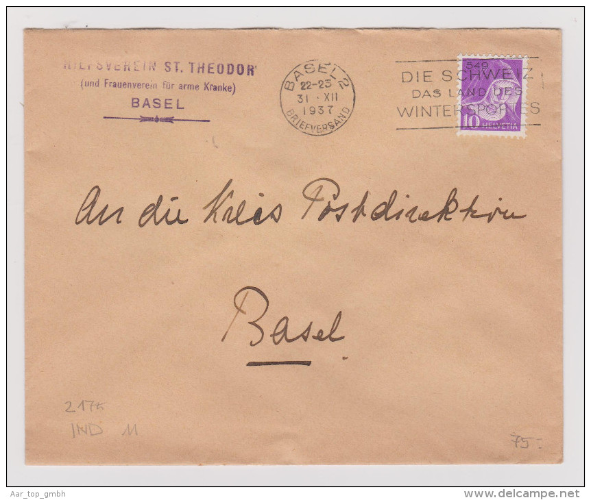 Heimat BS Basel 1937-12-31 Brief Portofreiheit Gr#549 Hilfsverein - Franchise
