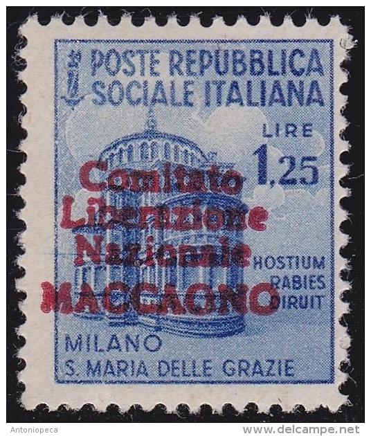 ITALIA EMISSIONE LOCALE C.L.N. 1945 Maccagno L.1,25 / Gomma Integra  Prezzo Catalogo Euro 250 - Centraal Comité Van Het Nationaal Verzet (CLN)