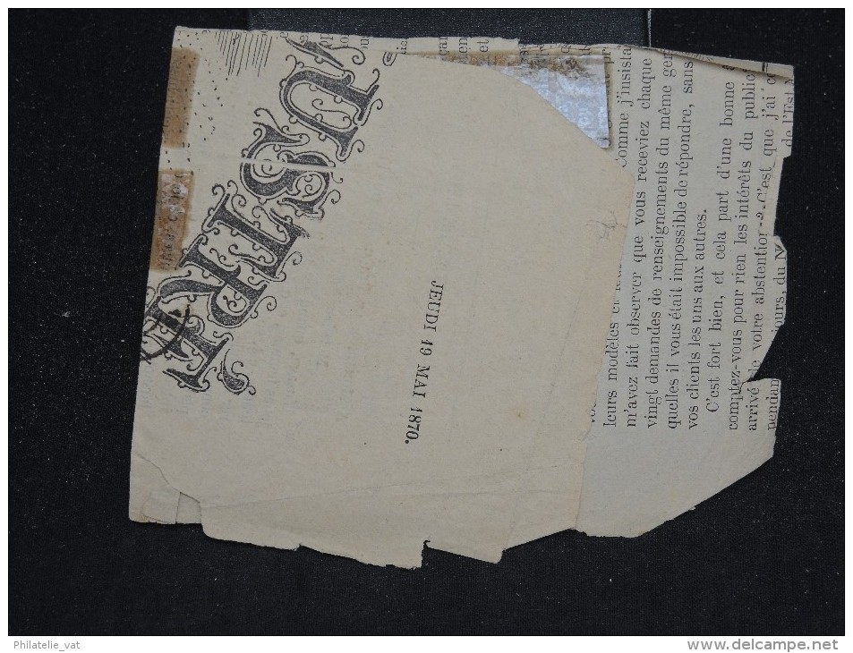 FRANCE - Timbre Journaux N°7 Sur Fragment De Journal Du 19 Mai 1870 - A Voir - Lot P11537 - Zeitungsmarken (Streifbänder)