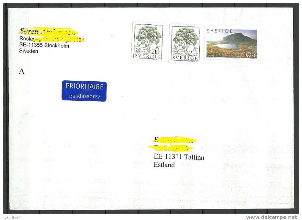 SCHWEDEN Sweden 2015 Cover To Estonia Estland Stamps Uncanceled (pure Money 14 SEK!) - Briefe U. Dokumente