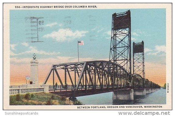 Interstate Highway Bridge Over Columbia River Between Portland Oregon And Vancouver Washington 1958 - Vancouver