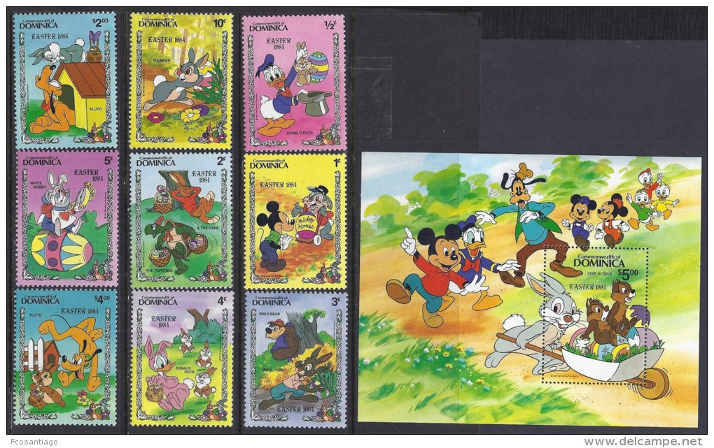 DISNEY -DOMINICA 1984-  Yvert#785/93 H86 Precio Cat&euro;24 - Disney