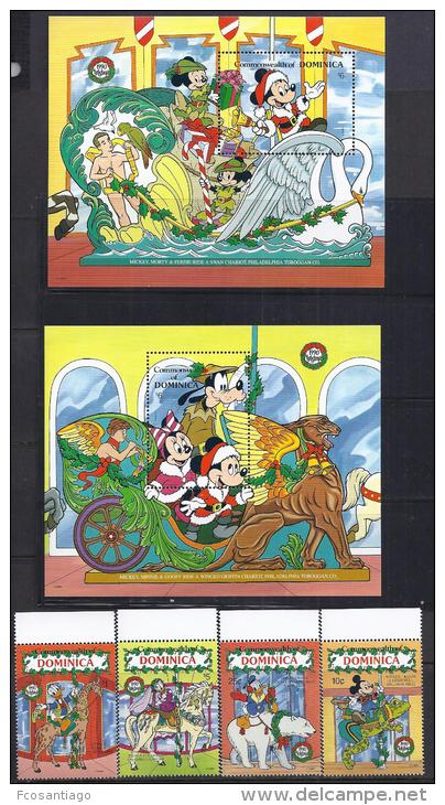 DISNEY -DOMINICA 1990-  Yvert#1235/38 H171/72 Precio Cat&euro;26 - Disney