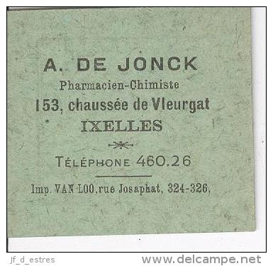 Carte De Poids A. De Jonck Parmacien - Chimiste Ixelles  Vers 1930-1935 - Naissance & Baptême