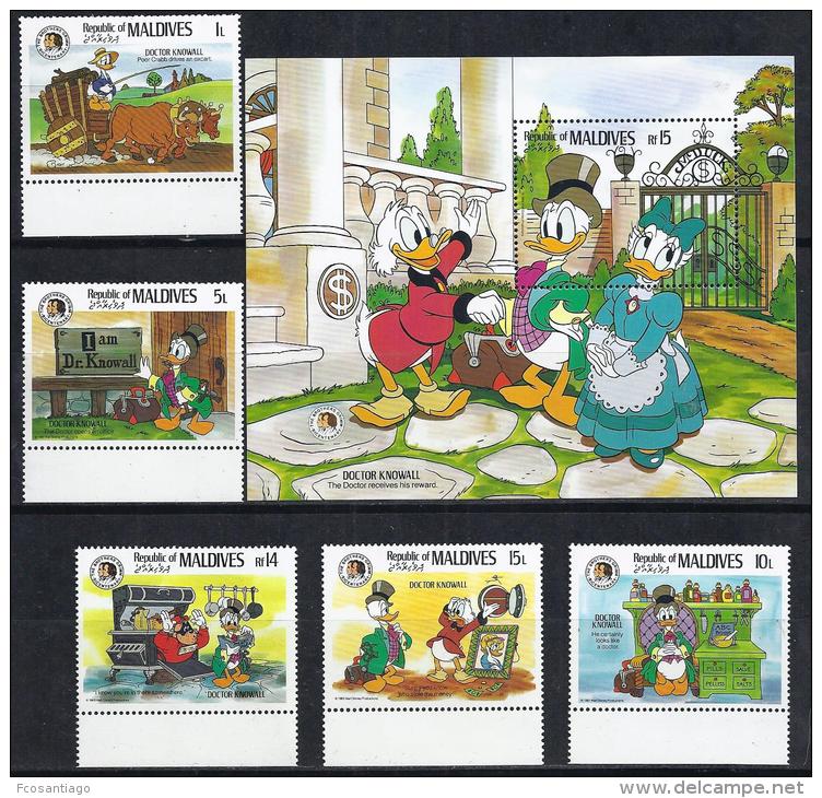 DISNEY -MALDIVAS 1985-  Yver# 1040/44 H113 Precio Cat&euro;18 - Disney