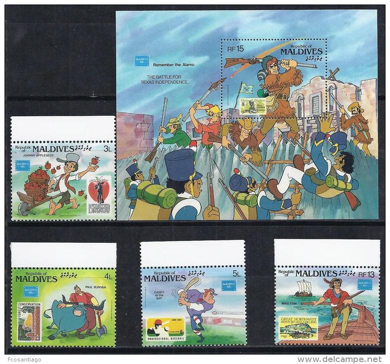 DISNEY -MALDIVAS 1986-  Yver# 1062/65 H117 Precio Cat&euro;18.60 - Disney