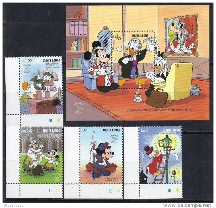 DISNEY -SIERRA LEONA 1990-  Yver#1175/78 H123 Precio Cat&euro;15 - Disney