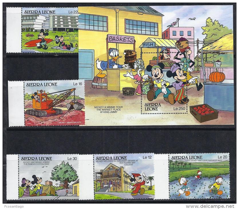 DISNEY -SIERRA LEONA 1990-  Yver#1218/22 H130 Precio Cat&euro;16.50 - Disney