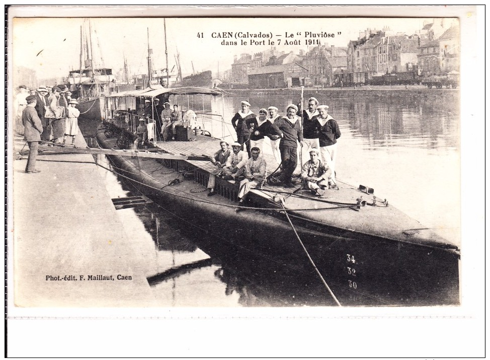 CALVADOS - CAEN - Le "Pluvîose" Dans Le Port Le 07 Août 1914 - Caen