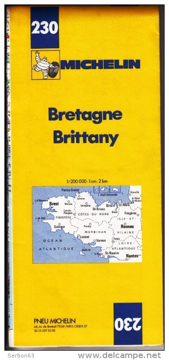 CARTE MICHELIN N° 230 NEUVE PATINE SOLDE LIBRAIRIE MANUFACTURE DES PNEUMATIQUES 1978 FRANCE BRETAGNE BRITTANY BRETANJE - Cartes/Atlas