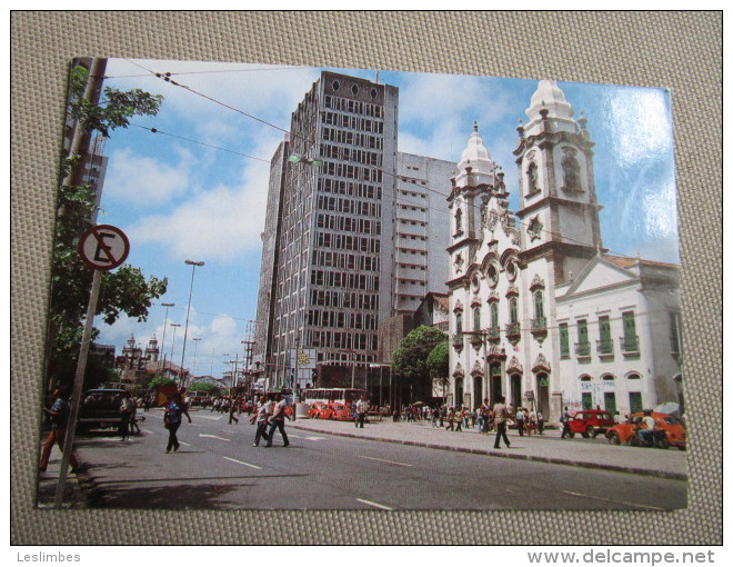 Recife, Pernambuco. Vista Parcial Da Avenida Dantas Barreto Com A Matriz De Santo Antonio - Recife