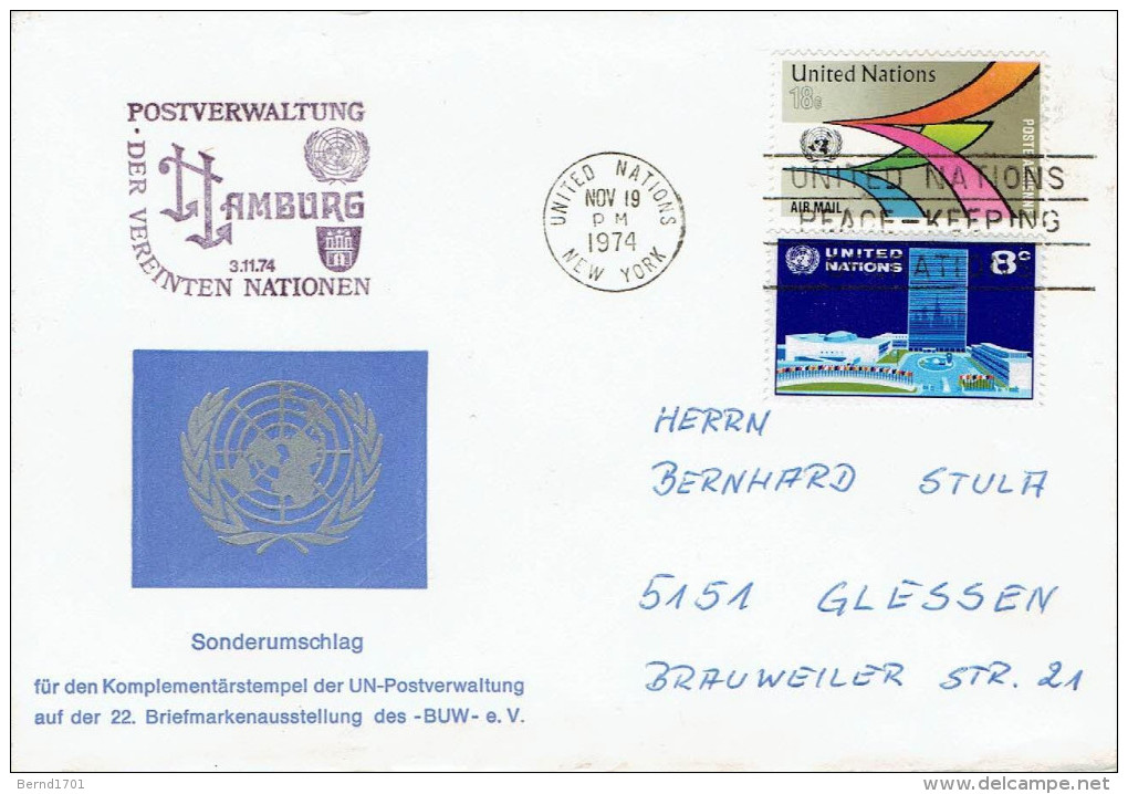 UN New York - Umschlag Echt Gelaufen / Cover Used (k349) - Andere & Zonder Classificatie