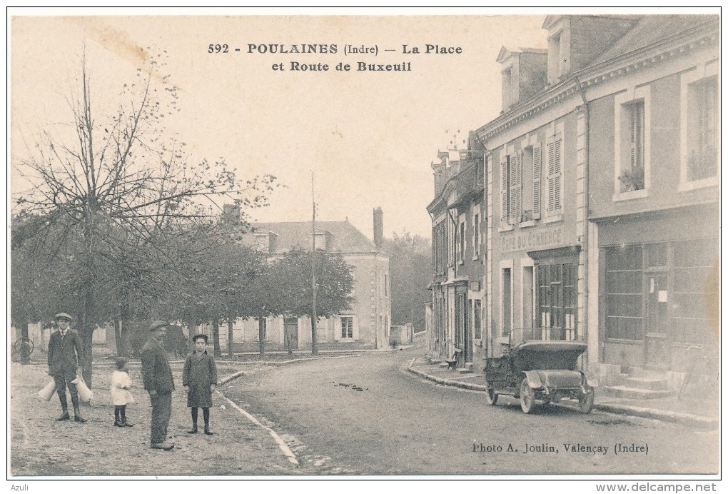 POULAINES - La Place Et Route De Buxeuil - Other & Unclassified