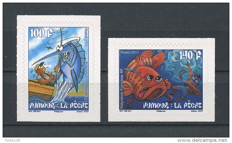 POLYNESIE 2011 N° 951/952 ** Neufs = MNH  Superbes Humour La Pêche Dessins Humoriste Gotz Poissons Fishes Plongeur - Unused Stamps