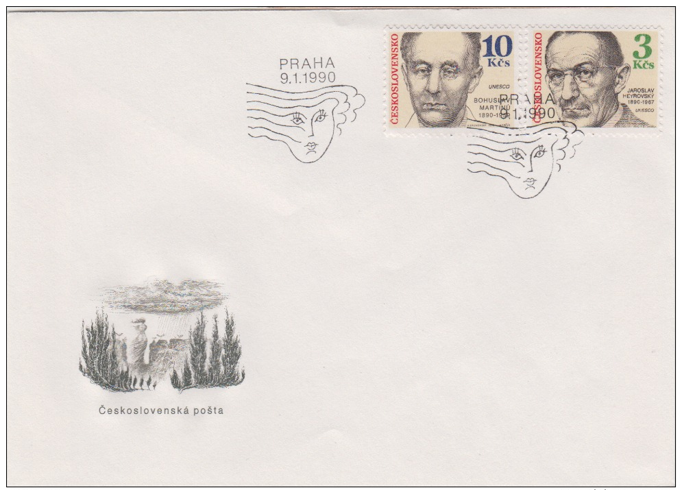 Czechoslovakia 1990 FDC Anniversary Personalities Composer Bohuslav Martinu 1890-1959 - Music