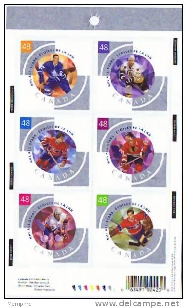 2003  National Hockey League Stars Self-adhesive Booklet Of 6 Different Sc 1972  Bk 265  MNH ** - Carnets Complets