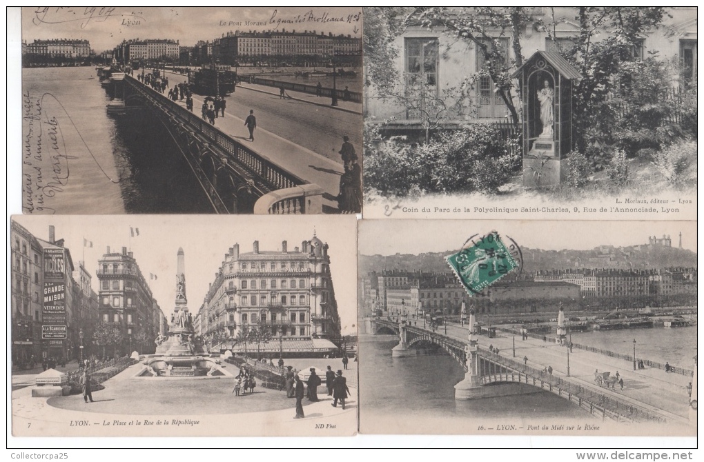 Lot 15 CPA Lyon Parc Tête D'or Pigeonnier Les Canons Pris Aux Allemands Place Du Pont Rue Annonciade Parc Polyclinique - Altri & Non Classificati