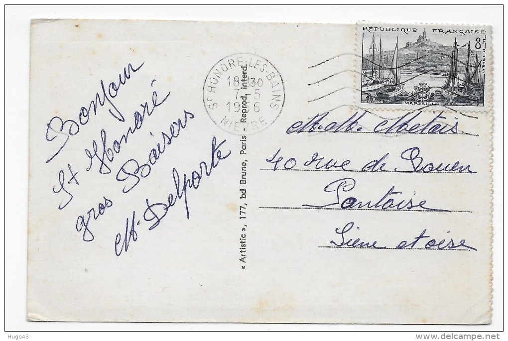 (RECTO / VERSO) ST HONORE LES BAINS EN 1956 - N° 11 - L' ETABLISSEMENT THERMAL ET LES JARDINS - FORMAT CPA - Saint-Honoré-les-Bains