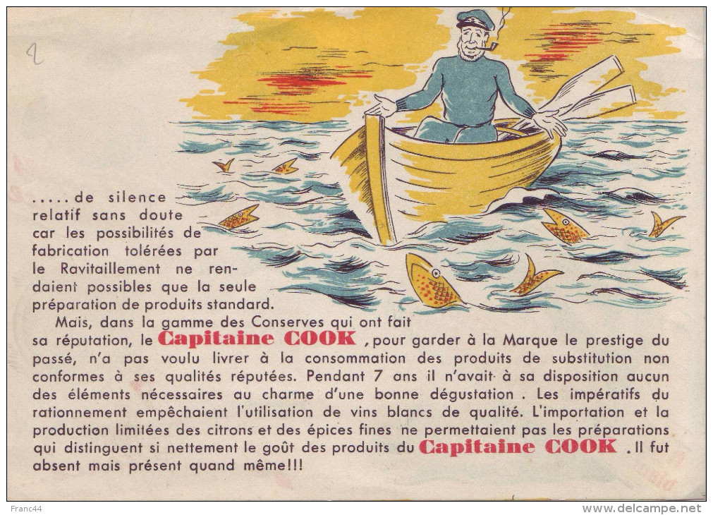 Capitaine COOK - "Ses Harengs Et Ses Maquereaux Marinés " (recto/verso) - Publicités