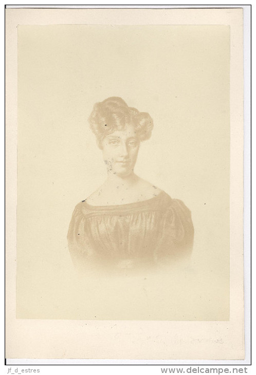 Photo Julie Weissenbruch épse Feuillet Dumus, Harpiste De La Reine Louise Marie Vers 1860 Brand Frères BXLS - Personnes Identifiées