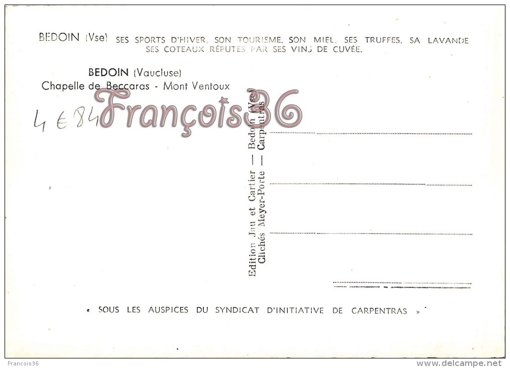 (84) Bedoin - Mont Ventoux - La Chapelle De Beccaras - 2 SCANS - Autres & Non Classés