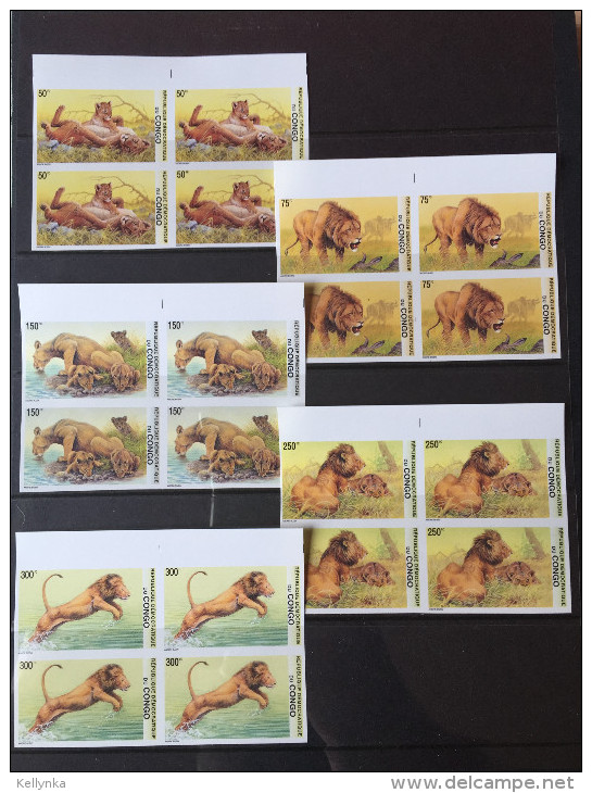 République Démocratique Du Congo - 2094/2098 - Bloc De 4 - Non Dentelé - Imperforated - Lions - Buzin - 2002 - MNH - Ongebruikt