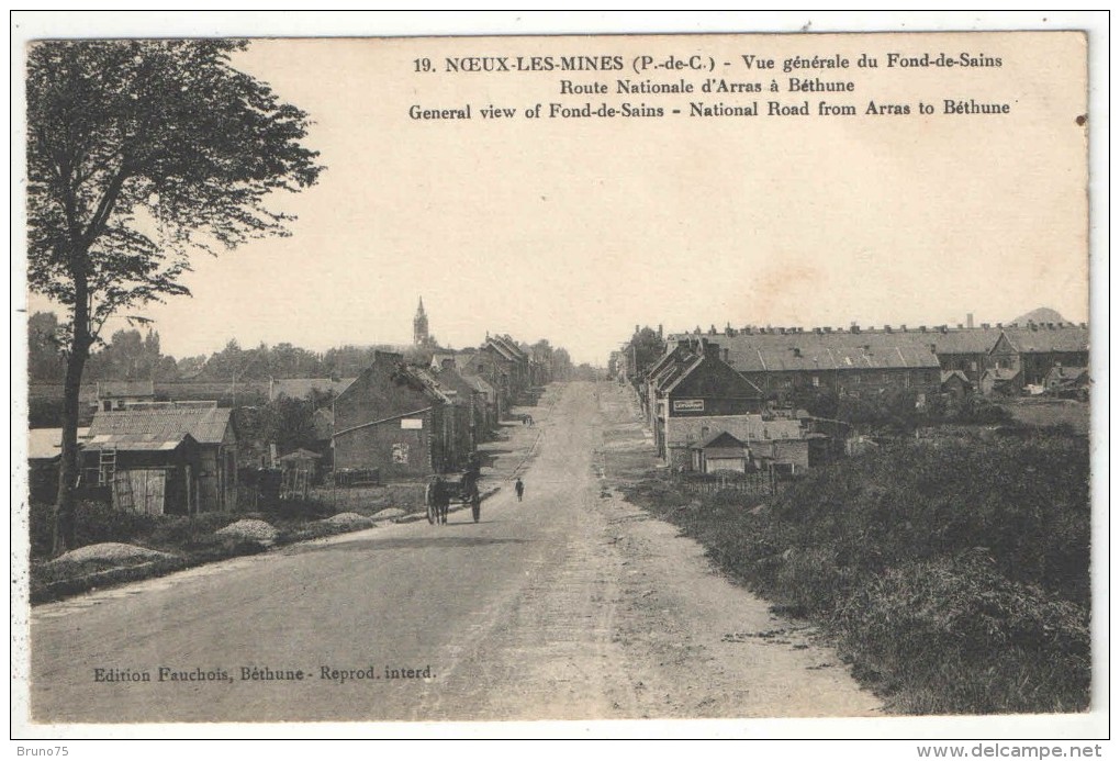 62 - NOEUX-LES-MINES - Vue Générale Du Fond-de-Sains - Route Nationale D'Arras à Béthune - Fauchois 19 - Noeux Les Mines