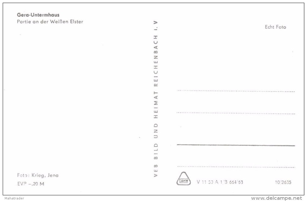 Germany Deutschland - Gera - Untermhaus - Partie An Der Weissen Elster - Printed 1972 - Gera
