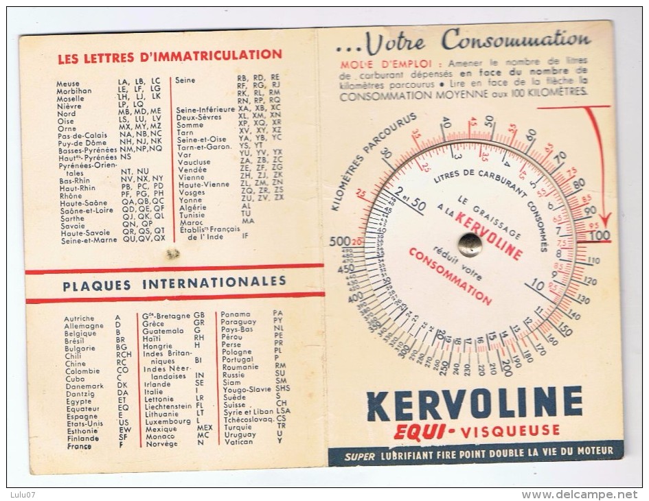 Dépliant Publicitaire   Disque Tournant  Kervoline    18 Cm  X  13.3 Cm  Déplié - Advertising