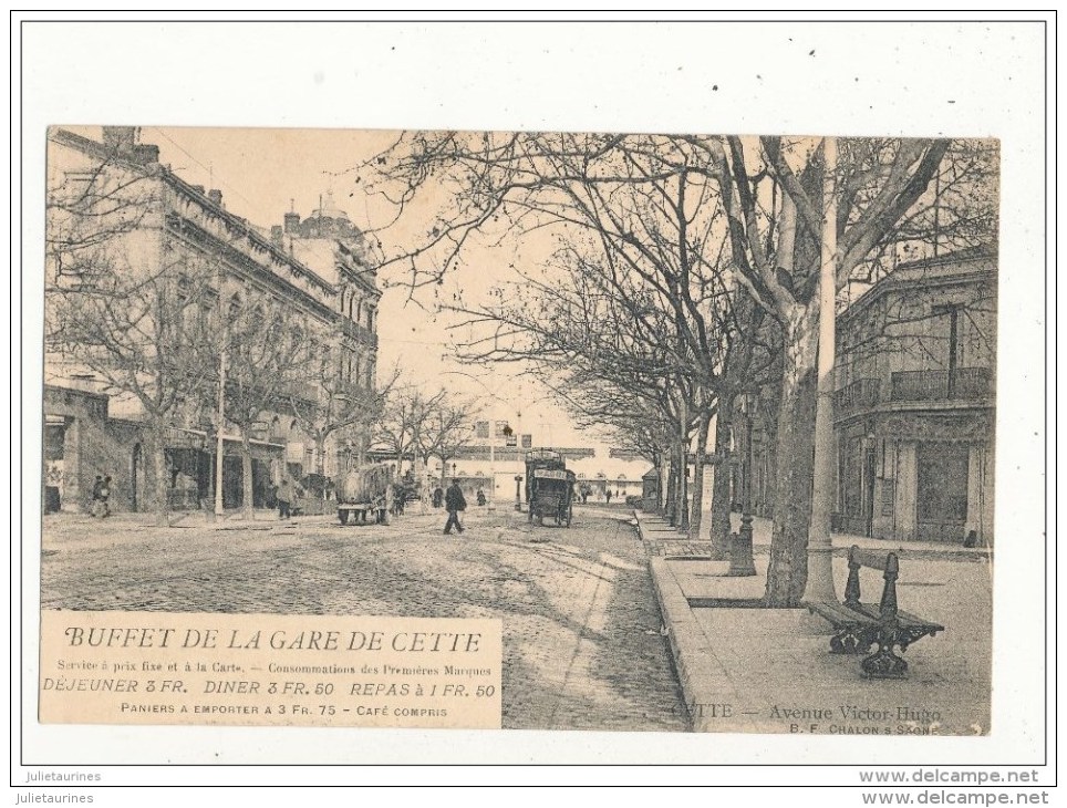 34 CETTE AVENUE VICTOR HUGO CARTE BUFFET DE LA GARE BON ETAT - Sete (Cette)