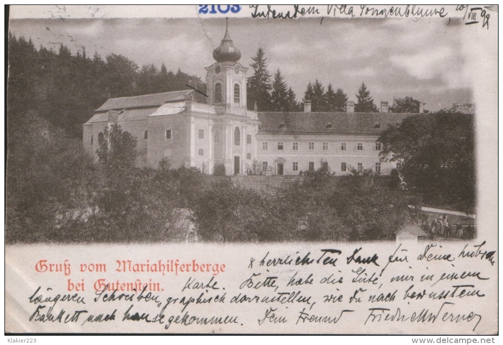 Gruß Vom Mariahilferberge Bei Gutenstein / Jahr 1898 - 1900 - Gutenstein