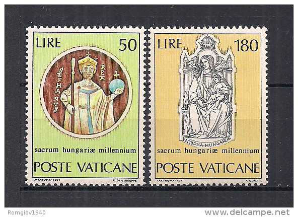 VATICANO     1972       MILLENNIO S.STEFANO       SASS. 513-514       MNH    XF - Nuovi