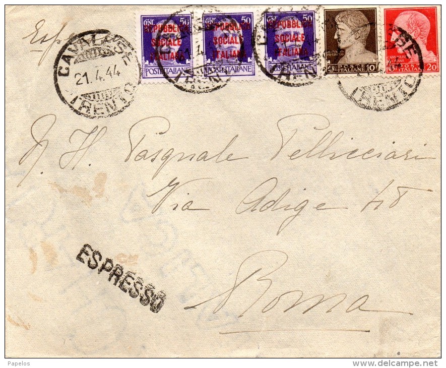 1944 LETTERA CON ANNULLO CAVALESE TRENTO - Express Mail
