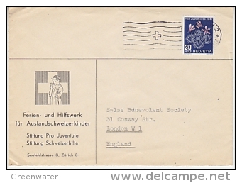 Switzerland 1947 Pro Juventute 30Rp On Cover To London Ca Zurich (F4532) - Lettres & Documents