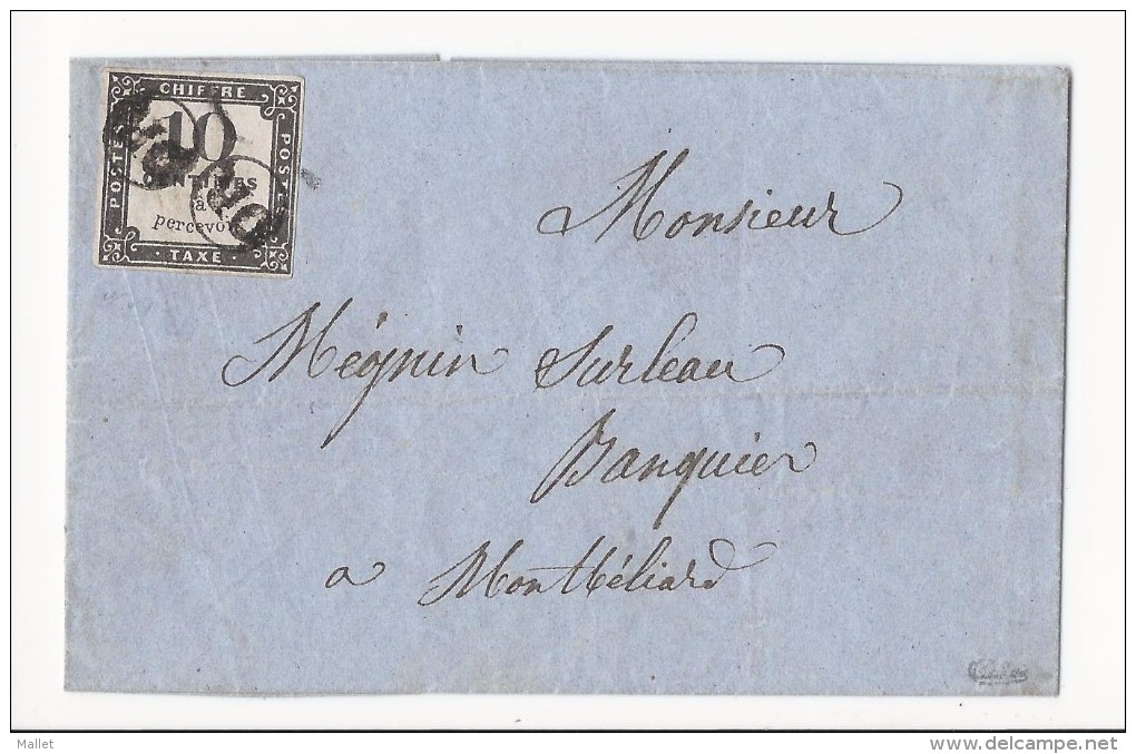Taxe N°1 Litho Sur Lettre Pour Montbéliard, Avec Double Cachet OR (Origine Rurale) - 1859 - Signé - 1859-1959 Lettres & Documents
