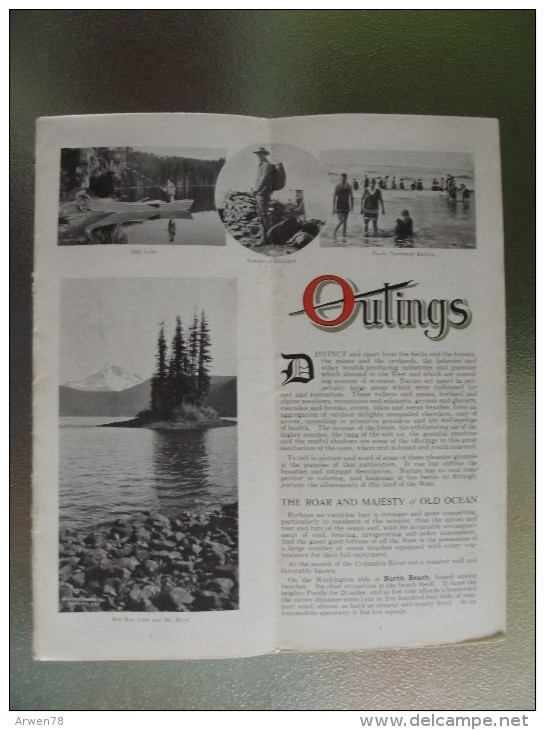 Depliant Plaquette Guide Touristique Outings Pacific Northwest 1921 Carte Plan 30 Pages Nombreuses Photos - Cuadernillos Turísticos