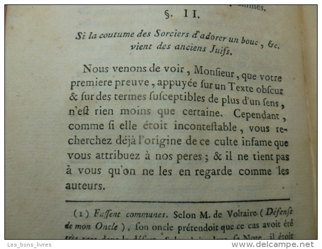 LETTRES DE QUELQUES JUIFS Portugais, Allemands Et Polonais à M. De Voltaire - Before 18th Century