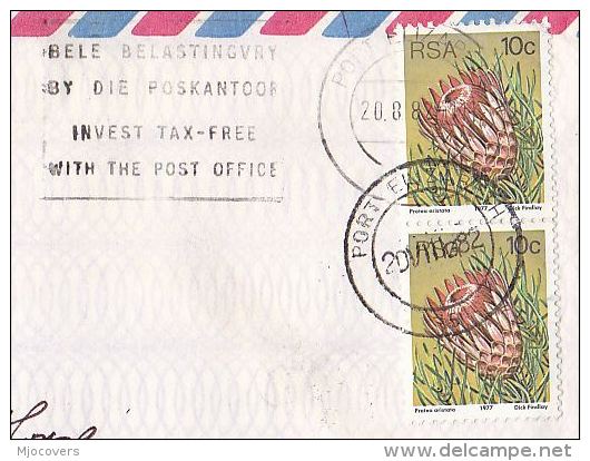 1982 Air Mail SOUTH AFRICA COVER SLOGAN Pmk INVEST TAX FREE WITH POST OFFICE Banking Savings Finance - Covers & Documents