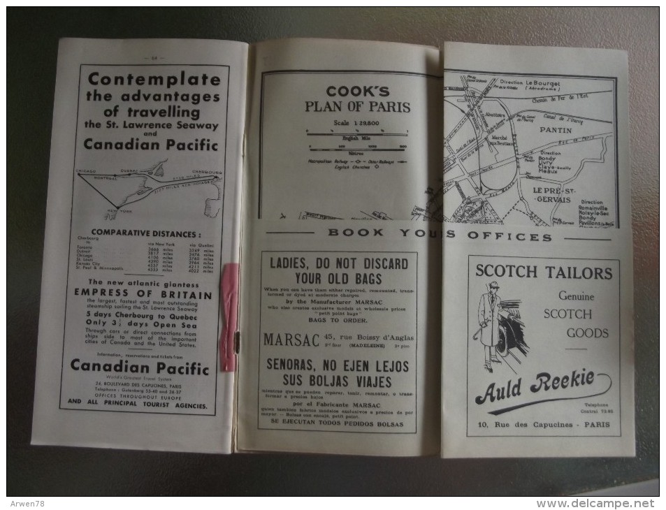 Depliant Plaquette Guide Touristique Motor Tours From Paris Cook's & Wagons Lits Nombreuses Publicites 64 Pages  1931 - Cuadernillos Turísticos