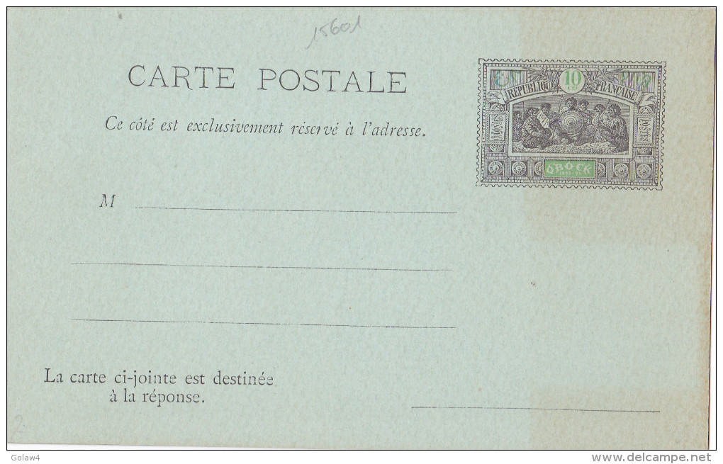 15601# OBOCK ENTIER CARTE POSTALE AVEC REPONSE PAYEE GUERRIERS SOMALIS NEUVE - Storia Postale