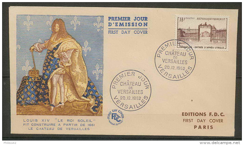 16663 - FRANCE LETTRE PREMIER JOUR - N° 939 Château De Versailles. Gouache De M. Utrillo - 1950-1959
